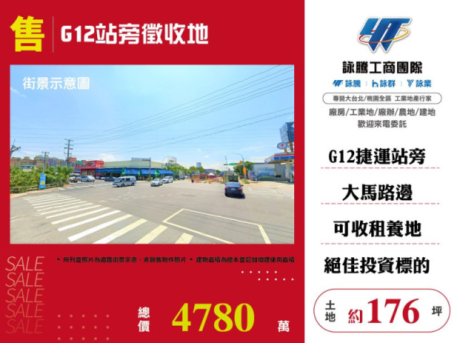 綠線捷運G12站旁徵收地農地
