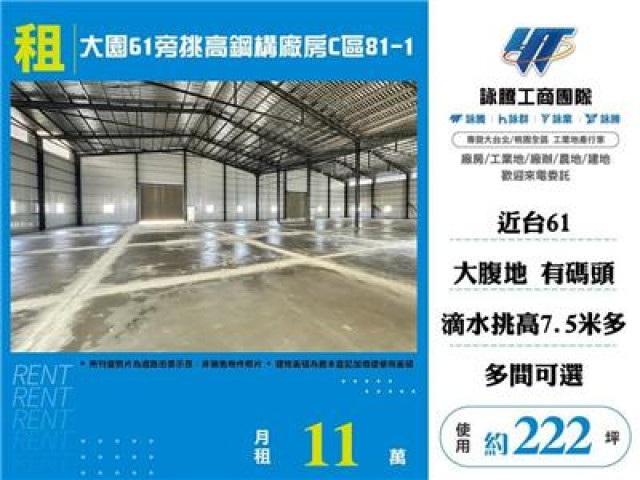 大園61旁挑高鋼構廠房C區81-1
